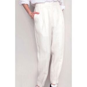 Remain Birger Christensen Paris Linen Pants White Asparagus Wide Leg Sz 6